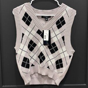 SAY WHAT Never Worn Womens Gray Combo Argyle V Neck Vest XL